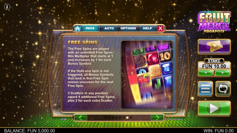 Fruit Merge Megapots - Maklumat Free Spins dan pendarab