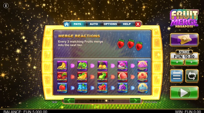 Fruit Merge Megapots - Buah-buahan bertaut dalam Hold and Spin